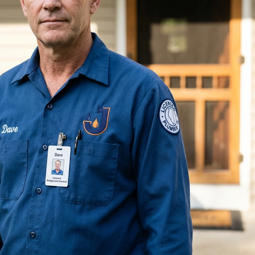 Licensed plumber showing ID badge in Saddle Brook, NJ